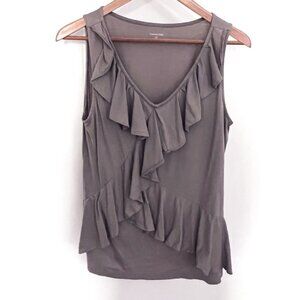Garnet Hill Gray Ruffle Tank Top